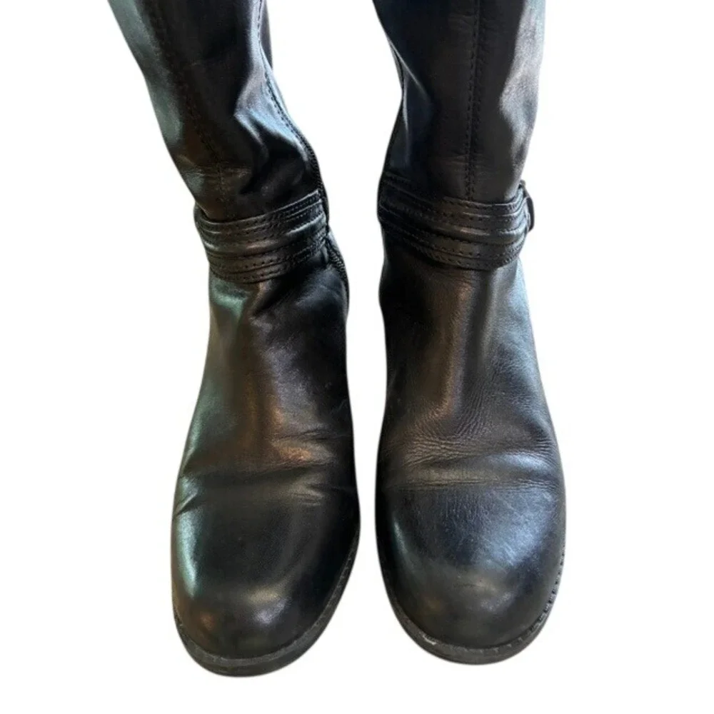 Bandolino Carlita Riding Boots Women 7.5 Black Excellent Leather‎ Tall Knee High
